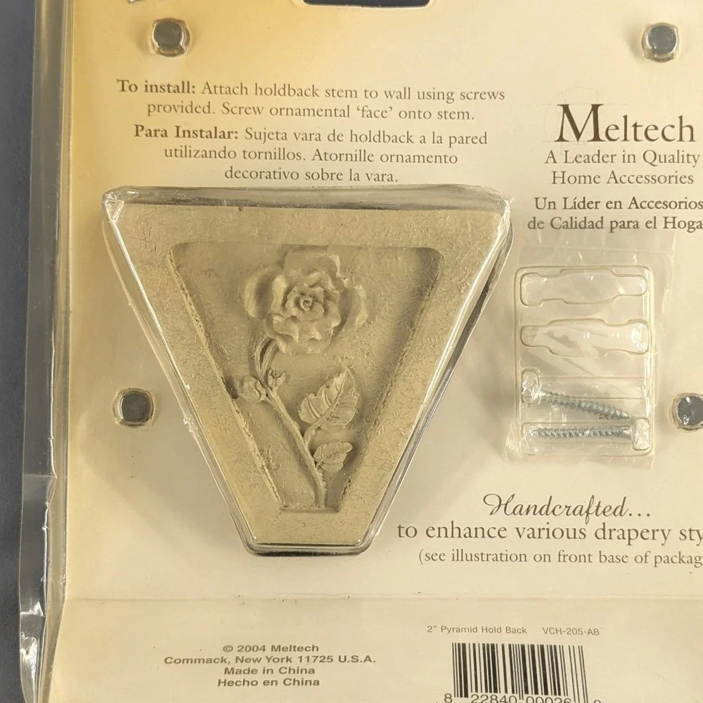 VTG Meltech Varnava Collection Rose Drapery Holdback Cream Pyramid VCH-205-AB